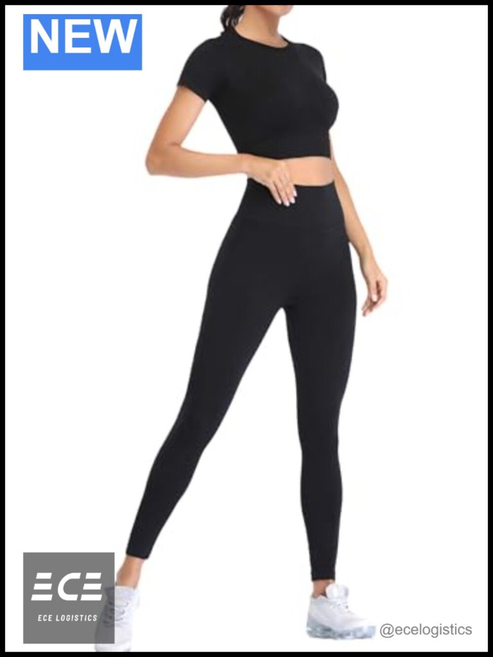 2 Piece Seamless Crop Top & Leggings Workout Set Nylon Spandex Gym Activewear
